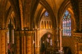 View of the The interior of the Matthias Church magnificently decorated with colorful patterns and motifs that were found on origi