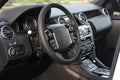 View of the interior of a modern automobile showing the dashboard. Black interior Royalty Free Stock Photo