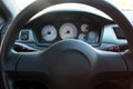 View of the interior of a modern automobile showing the dashboard Royalty Free Stock Photo