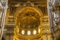 View of the interior of the Naples Cathedral, richly decorated dome in the central part of the church. It is known as the Royalty Free Stock Photo