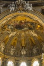 View of the interior of the Naples Cathedral, richly decorated dome in the central part of the church. It is known as the Royalty Free Stock Photo