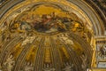 View of the interior of the Naples Cathedral, richly decorated dome in the central part of the church. It is known as the