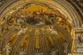 View of the interior of the Naples Cathedral, richly decorated dome in the central part of the church. It is known as the Royalty Free Stock Photo