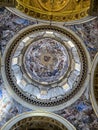 View of the interior of the Naples Cathedral, richly decorated dome in the central part of the church. It is known as the