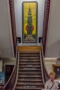 View of interior staircase and street shop decoration in Porto