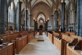 London, UK: interior of  Temple Church, view of the chancel Royalty Free Stock Photo