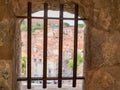 View of interior windows tower castle of Collioure town France Europe