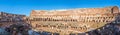 View of the internal architecture inside of the Colosseum, extensive panorama.