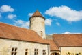 View of internal court in Blandy-les-Tours medieval castle Royalty Free Stock Photo