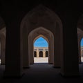 View of the internal galleries of the main Kalyan mosque in Bukhara Royalty Free Stock Photo