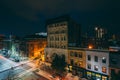 View of the intersection of Eutaw and Fayette Streets in downtown Baltimore, Maryland