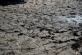 view of intricate mudcracks revealing the harsh beauty of a drought-stricken landscape. Royalty Free Stock Photo