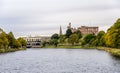 A view of Inverness Castle from banks of river Ness in a cloudy morning, Scotland Royalty Free Stock Photo