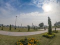 Iqbal Park and Badshahi Mosque in Lahore Pakistan Royalty Free Stock Photo