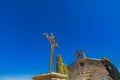 Iron cross in front of Chapelle des Penitents Blancs in Les Baux-de-Provence, France