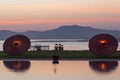 View on the Irrawaddy or Ayeyarwady River from Bagan at sunset