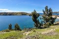 View of the Isla del Sol on Lake Titicaca in Bolivia