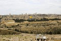 A view of the Islamic Dome of the Rock mosque from the ancient Mount of Olives situated to the East of the old city of Jerusalem Royalty Free Stock Photo