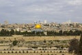 A view of the Islamic Dome of the Rock mosque from the ancient Mount of Olives situated to the East of the old city of Jerusalem Royalty Free Stock Photo