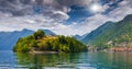 View of the island Comacina on Lake Como. Royalty Free Stock Photo