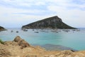 View on the island of Figaroli from the beach of Cala moresca, Golfo Aranci, in Sardinia. Royalty Free Stock Photo