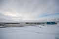 View from island of Hrisey over the harbour in Iceland Royalty Free Stock Photo