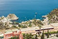 View of the island Isola Bella from Taormina, Sicily, Italy Royalty Free Stock Photo