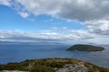 View of the island of Onza or Onceta in the Ons archipelago, Pontevedra, Atlantic Islands national park Royalty Free Stock Photo