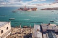View of the island of San Giorgio Maggiore from the Campanile of San Marco square, Venice, Italy Royalty Free Stock Photo