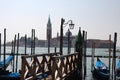 View of the island of San Giorgio Maggiore from the parking of the gondolas. Venice, Italy Royalty Free Stock Photo