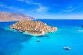 View of the island of Spinalonga island, Elounda, Crete, Greece. Royalty Free Stock Photo