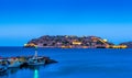 View of the island of Spinalonga at night, Crete