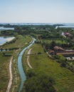 View of island of Torcello and lagoon, from bell tower of Cathedral of Santa Maria Assunta, Torcello, Venice, Italy Royalty Free Stock Photo