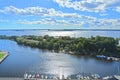 View of island Tverdysh and Vyborg gulf from St. Olav's Tower in Vyborg Castle, Russia