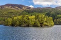 A view of an islet off the northern shore of Loch Katrine in the Scottish Highlands