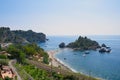 view of Isola Bella in the Mazzaro district of the city of Taormina Royalty Free Stock Photo