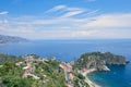 View of Isola Bella in Taormina, Sicily, Italy, blue sea Royalty Free Stock Photo