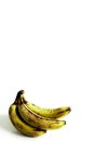 View of an isolated bunch of ripped bananas with white background