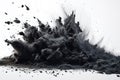 View of isolated coal dust fragments on white background.
