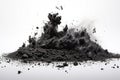 View of isolated coal dust fragments on white background.