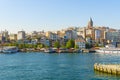 View Istanbul aerial view at sunset with Galata Tower.