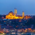 View of Istanbul from the sea at dusk. Travel Turkey