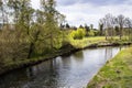 view of Istra river on cloudy spring day