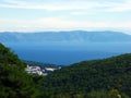 View of the Istrian forest, the coastal tourist resort Rabac and the island of Cres - Labin, Croatia / Pogled na istarsku sumu Royalty Free Stock Photo