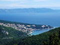 View of the Istrian forest, the coastal tourist resort Rabac and the island of Cres - Labin, Croatia / Pogled na istarsku sumu Royalty Free Stock Photo