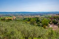 View of italian contryside from city of Assisi, Italy, in a summer sunny day