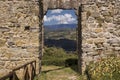 View on Italian landscape through wall Royalty Free Stock Photo