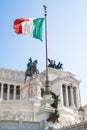 View of Italian national flag in front of Altare della Patria Royalty Free Stock Photo