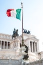 View of Italian national flag in front of Altare della Patria Royalty Free Stock Photo