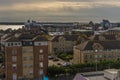 A view from the Itchen Bridge over the rooftops towards Ocean Village in Southampton, UK Royalty Free Stock Photo